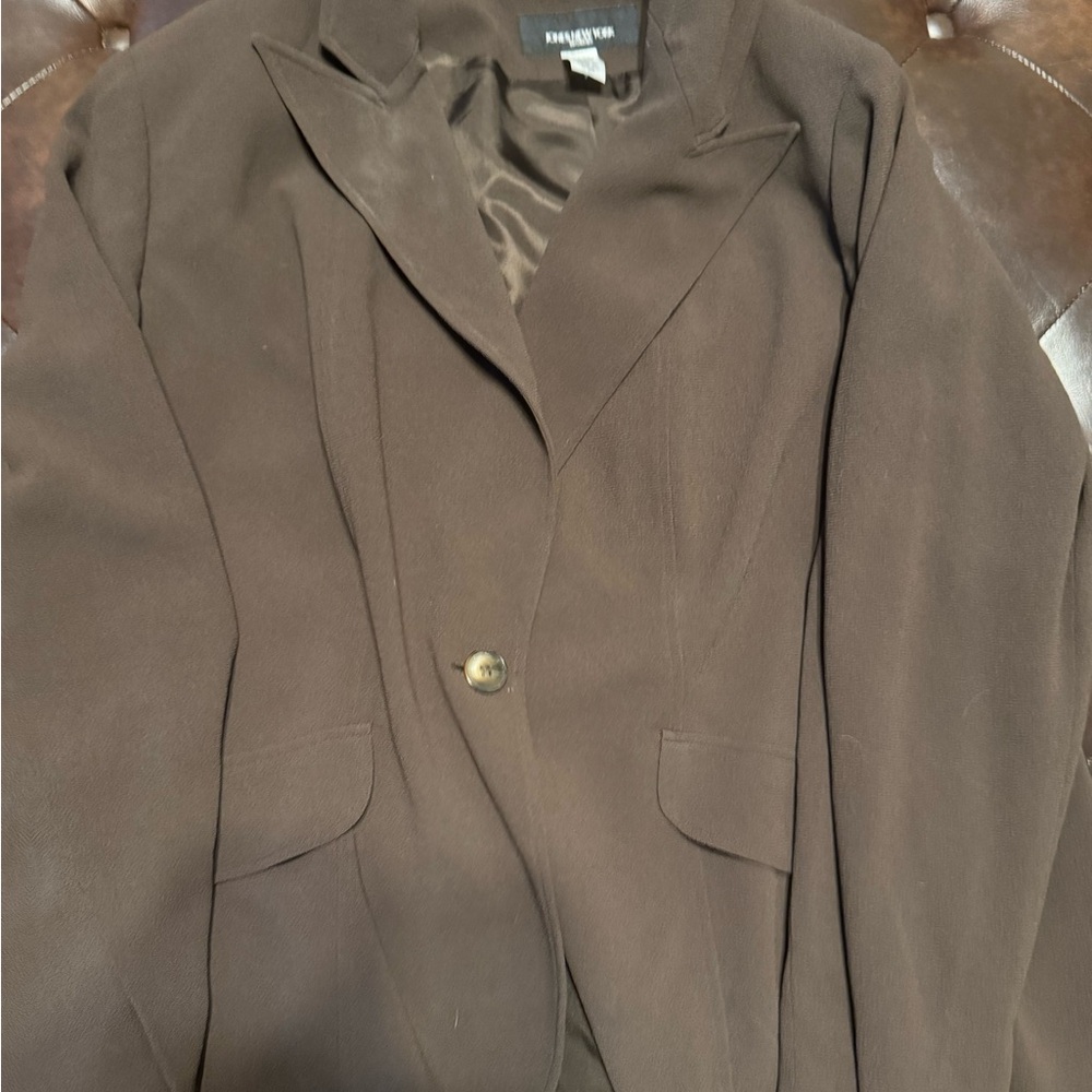 Jones New York Brown Blazer with Notched Lapels